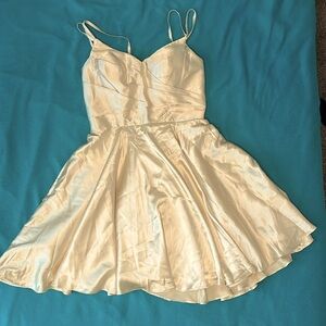 NEW Satin cocktail Dress Short Spaghetti Strap V Neck with Pockets